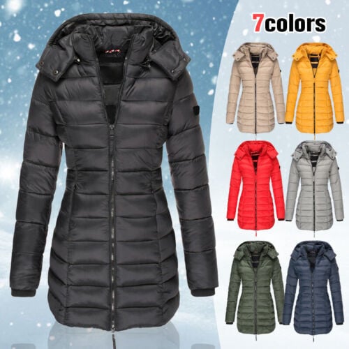 Winter women's mid-length padded jacket warm  hooded jacket