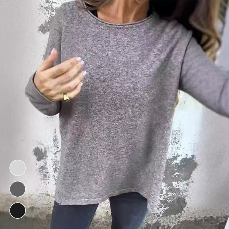Contrast Round Neck Long Sleeve Top