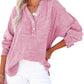 Womens Casual Button V Neck Long Sleeve Shirts Oversized Solid Blouses Top