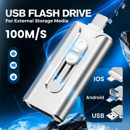 16GB~1TB Micro USB + MFi Certified + 8 Pin + USB 3.0 ⚡4 in1 Flash Drive IOS/Android/PC⚡