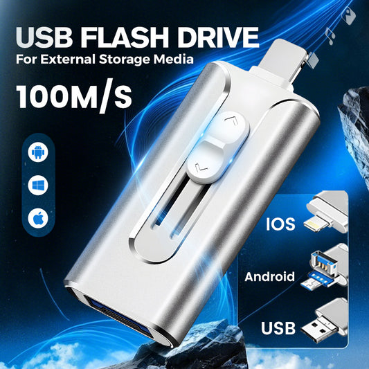 16GB~1TB Micro USB + MFi Certified + 8 Pin + USB 3.0 ⚡4 in1 Flash Drive IOS/Android/PC⚡