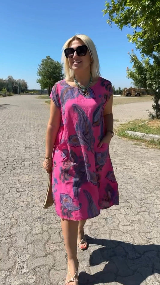 🥰HOT SALE -49% OFF🔥Printed Bamboo-Cotton Dress