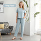 🤍Elevated Minimal Elegant Top+Wide Leg Pants Set🖤Solid Color Fashionable Two-Piece Set