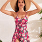 🩱Hot Sale 49% OFF👙 Tummy Control V Neck Twist Knot Tropical Skirted One Piece Swimdress