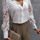 Women's long sleeve hollow out lace shirt