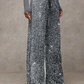 🎅LAST DAY SALE 50% OFF💖Women's Sequin Sparkle Wide Leg Pants with Elastic Waistband
