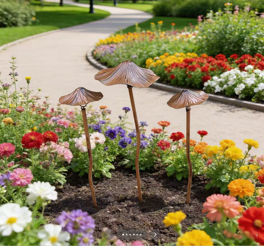 Antique Iron Lotus Leaf Garden Stake