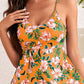 🩱Hot Sale 49% OFF👙 Tummy Control V Neck Twist Knot Tropical Skirted One Piece Swimdress