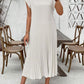 LUNE Women's Solid Color Simple Everyday Short Sleeve Pleated Dress