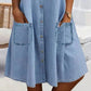 🎁BIG SALE-49% OFF🎁Blue Plain Collared Lace Trim Denim MIni Dress