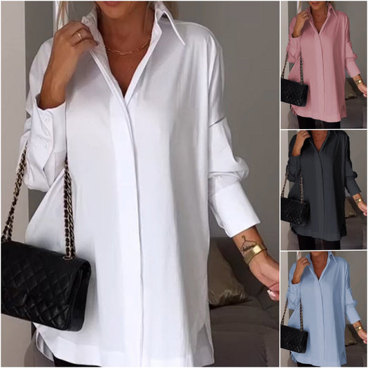 🎁Big Sale 2025🎁💥-Lapel Shirt with Slit