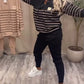 Casual Striped Ankle Sports Two-Piece Sets
