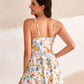 🩱Hot Sale 49% OFF👙 Tummy Control V Neck Twist Knot Tropical Skirted One Piece Swimdress