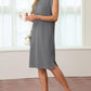 🔥Summer Sale 50% OFF💥Women Round Neck Loose Split Wrinkle-Free Midi Dress with Pockets