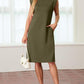 🔥Summer Sale 50% OFF💥Women Round Neck Loose Split Wrinkle-Free Midi Dress with Pockets