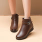 Women's, One-colour, Winter, Leather Platform Boots With Snow