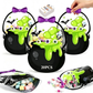 🎃Halloween Plastic Goodie Bags, Trick or Treat Candy Bags, Cauldron, Skeleton, Black Cat, Skull, Pumpkin Pattern Treat Bags, Halloween Party Favor Snack Storage Bags for Classroom, Birthday, Students, Teachers, Neighbors