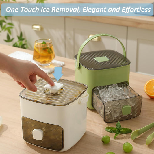 🥳2026 HOT SALE🏖️✅Essential for summer🥤🧊 Ice Cube Maker with Storage – 48 cubes at once, leak‑proof lid. Stackable, saves space. Includes ice scoop & tong.