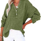 Womens Casual Button V Neck Long Sleeve Shirts Oversized Solid Blouses Top