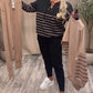 Casual Striped Ankle Sports Two-Piece Sets