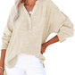 Womens Casual Button V Neck Long Sleeve Shirts Oversized Solid Blouses Top