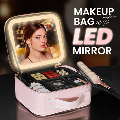 ✨ 50% OFF & Free Shipping ✨ Flawless Makeup Anywhere – Portable LED Mirror Makeup Bag! ✨