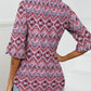 💕Limited time sale 50% off👚Womens 3/4 Length Sleeve V-Neck Eyelet Casual Ruffle Sleeve Tunic Blouses