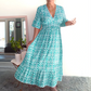 💥Limited time special price ￡13.99!⏱️Bohemian casual print V-neck waist wrap long dress