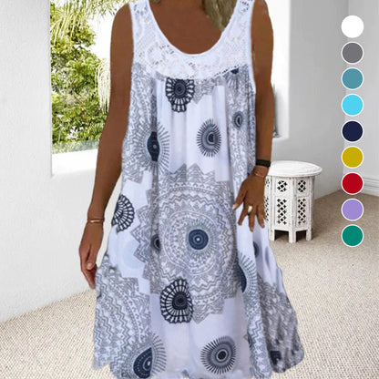 🎉Clearance Sales - 49% OFF🎁Women Summer O-Neck Sleeveless Print Dress