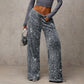 🎅LAST DAY SALE 50% OFF💖Women's Sequin Sparkle Wide Leg Pants with Elastic Waistband