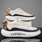 Leather men's casual shoes with thick soles