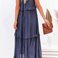 Women's Summer Casual Sleeveless Strappy Backless flounces Dress