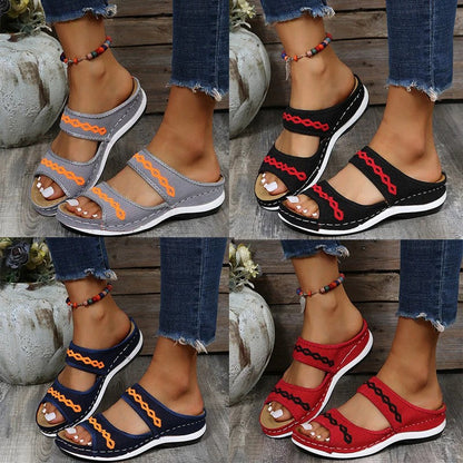 Leather Sandals Diabetic Walking Cross Sandals