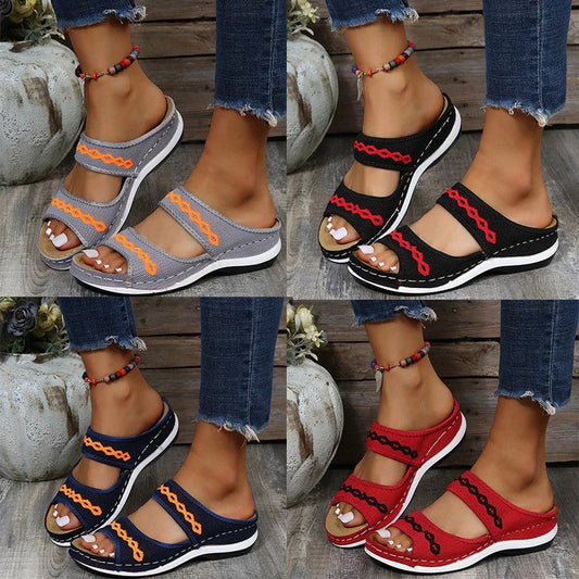 Leather Sandals Diabetic Walking Cross Sandals