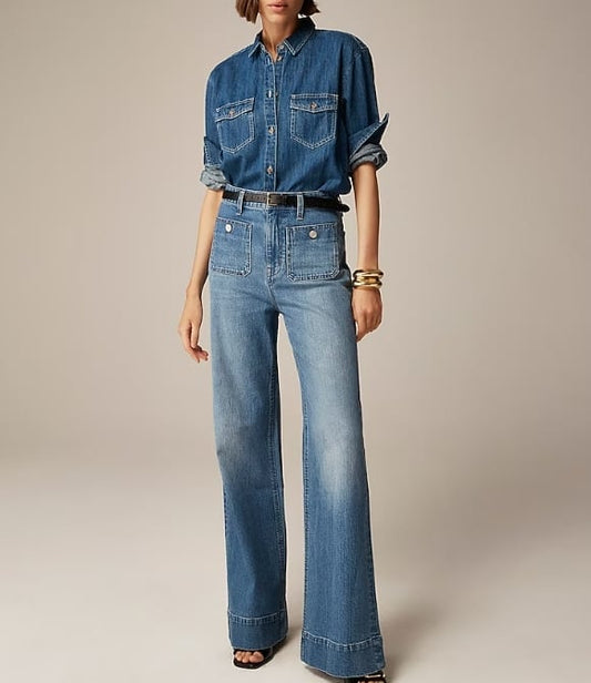 ⭐2025 Best Selling Jeans-42% OFF👖Tummy Control Cropped Wide-Leg Jeans