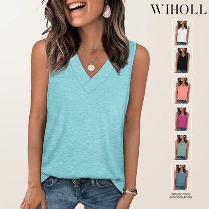 🔥Women's Sleeveless V-Neck Slimming Loose Fit Casual Tank Top T-Shirt