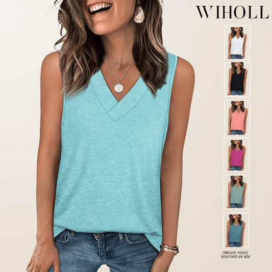 🔥Women's Sleeveless V-Neck Slimming Loose Fit Casual Tank Top T-Shirt