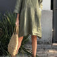 🩵Casual solid color cotton and linen dress🩵
