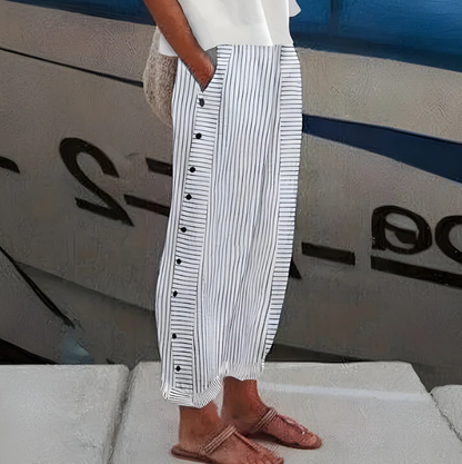 👖 52% OFF NOW! 🌿 Fashion Loose Blue Striped Pants – Practical Side Pockets, Slimming Fit & Perfect for Spring Days 🌸