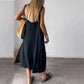 Cotton and Linen Sleeveless Casual Dress with Pocket