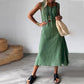 Cotton and Linen Sleeveless Casual Dress with Pocket