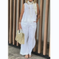 Women's Simple Breathable Suit - Round-Neck Sleeveless Top & Wide-Leg Pants