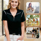 Women's Trendy Zip Short Sleeve V Neck Loose Fit T-Shirt