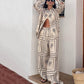 Women's Geometric Print 2-Piece Set - Shirt and Wide Leg Pants