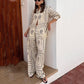 Women's Geometric Print 2-Piece Set - Shirt and Wide Leg Pants