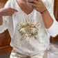 🌷LAST DAY SALE 50% OFF💝Devil's Eye Gold Foil Top and Sequin Pants Set