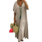 ⏳Time-Limited Special⏰Women's Casual Long Dress – V-Neck, Loose, Flowy 🌾