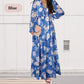 Women's Floral V-Neck Long Sleeve Flowy Dress