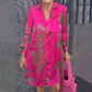 Fashion Printed Glossy Pink Dress for Plus Size Women(free shipping~）