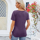 Women's Button U-neck Loose Short-sleeve Top